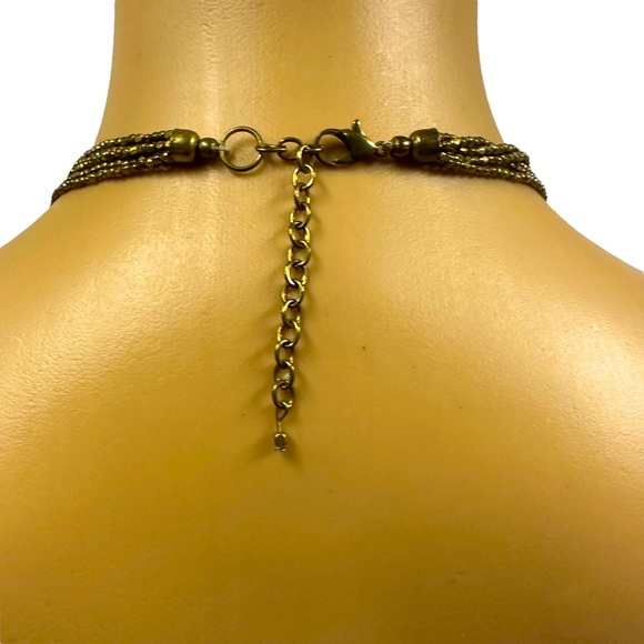 Vintage Multi Strand Metal Beaded Clasp Necklace 30 Inch - Picture 2 of 7